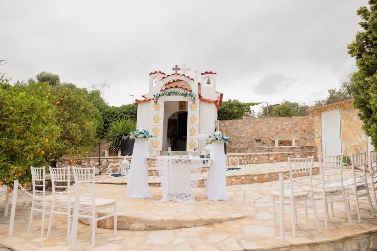 Wedding ceremony at St. Stylianos chapel — Ktima Filokalis Koropi