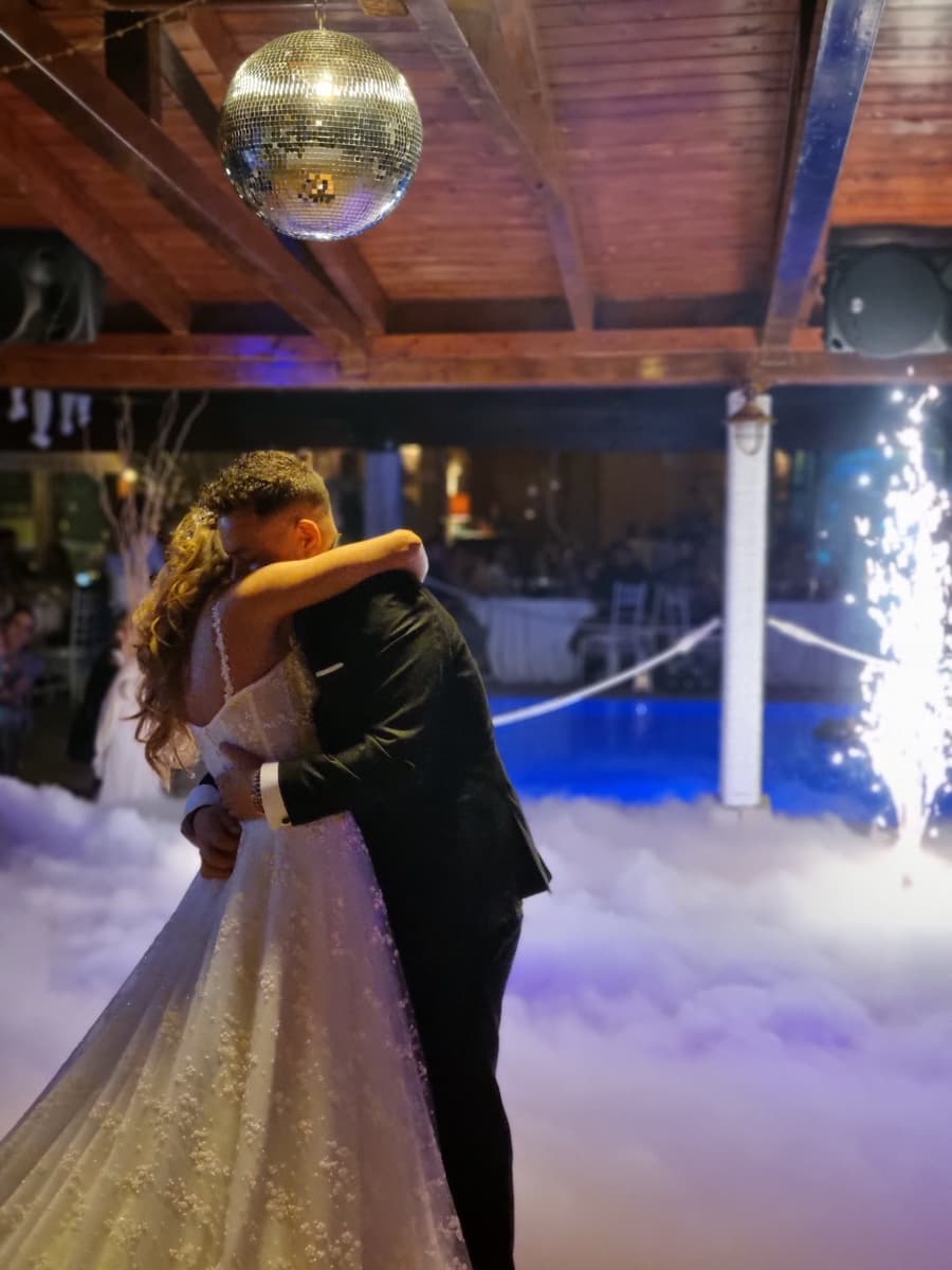 First dance with sparklers at wedding reception — Ktima Filokalis Koropi